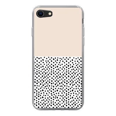 Produktbild von MuchoWow® Handyhülle Schutzhülle Hülle für iPhone SE 2022 Polka dots - Weiß - Schwarz Silikon Softcase Handy Hülle - Schutzhülle