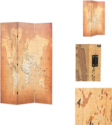 Image de vidaXL Séparateur de pièce pliable 120 x 170 cm Carte du monde jaune - séparateur de pièce