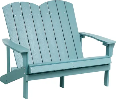 Produktbild von BELIANI 2-Sitzer Gartenbank Hellblau Kunstholz 125 cm Breite Armlehnen Holzoptik Niedrige Sitzhöhe Muskoka Adirondack Stil Terrasse Outdoor Sitzbank