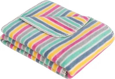 Produktbild von s.Oliver Junior Kuscheldecke 75x100 cm - Bauwollmischdecke bunt mit farbenfrohen Streifen, Kinderdecke kuschelweich