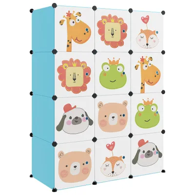 Produktbild von vidaXL Kinderschrank Modular mit 12 Würfeln Blau PP