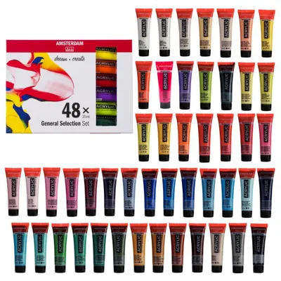 Obrázok produktu pre Sada akrylových farieb pre začiatočníkov, skúšobná sada (48 x 20 ml tubiek)