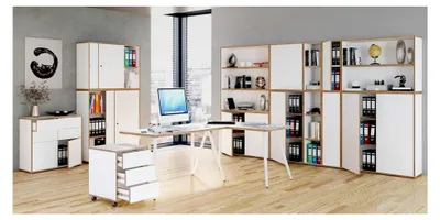 Produktbild von Büroschrank mit 2 Fächern und Schiebetüren | Maße ca. H. 74 x B. 100 x T. 37 cm