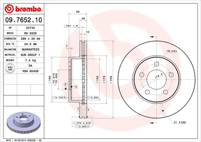 Produktbild von BREMBO Bremsscheiben (2 Stück) Vorderachse 09.7652.10