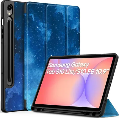 Image de Housse pour Samsung Galaxy Tab S9 FE 10.9 pouces/ S9 2023 11 pouces - Housse en cuirPolyuréthaneultra fine avec fonction de support, fleur violette