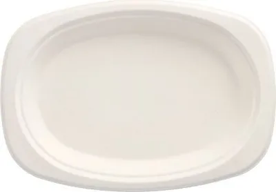 Produktbild von Teller, Zuckerrohr "pure" oval 23 cm x 16 cm x 2 cm weiss