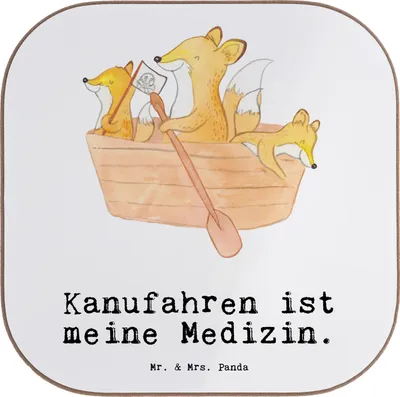 Produktbild von Mr. & Mrs. Panda Tischschoner Fuchs Kanufahren - Weiß - Geschenk, Kanutour, Coaster, Tischuntersetzer, Kanuverleih, gläseruntersetzer, Paddeltour, Untersetzer für Gläser