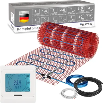 Produktbild von VILSTEIN Elektrische Fußbodenheizung 150W - Komplett-Set - Für nahezu alle Bodenbeläge | 7m² - 14m