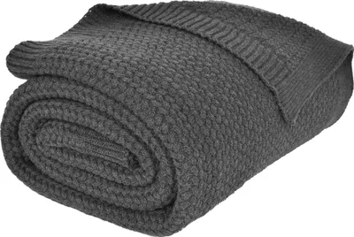 Produktbild von nielsen HOME Wohndecke Jaron fein gestrickt, 150x200 cm, Dunkelgrau, 100% Baumwolle, Fischgrat-Optik