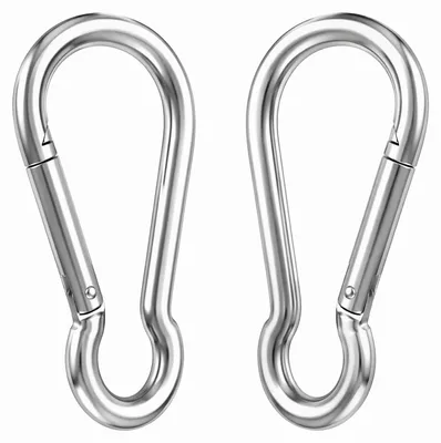 Imagen del producto de Mosquetones grandes, 2 unidades, de 12 x 140 mm, de acero inoxidable, para fijación