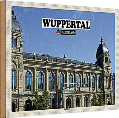 Produktbild von Holzschild Städte Wuppertal Deutschland Stadthalle 30x20cm