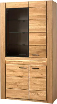 Produktbild von Vitrinenschrank 4-tuerig 110 cm Volo Eiche teilmassiv geölt