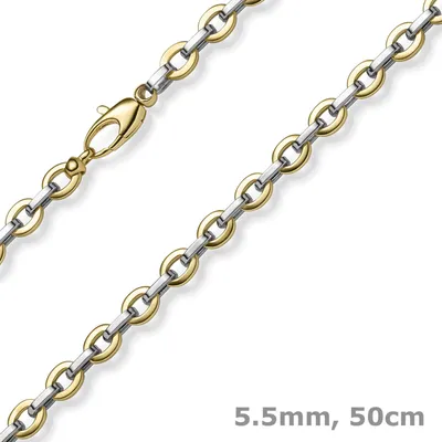 Produktbild von 5,5mm Phantasie-Kette Collier Halsschmuck aus 585 Gold Gelbgold & Weißgold 50cm