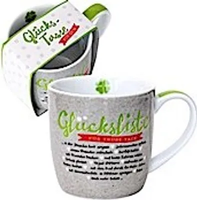 Produktbild von Happy Life 45733 Cappuccino-Tasse Glücksliste, mit Geschenk-Banderole