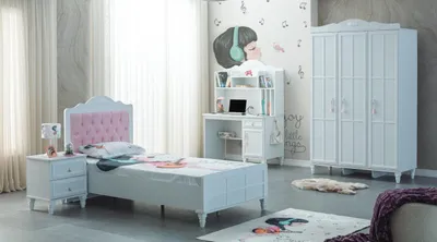 Produktbild von Weiß Gruppe Kinderbett Kindermöbel Kinderzimmer Bett Holz Set 4tlg