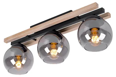 Produktbild von Deckenleuchte, Holz, natur, Glas rauch, L 60 cm