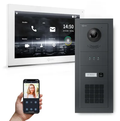 Produktbild von GOLIATH Hybrid IP Video Türsprechanlage | Anthrazit | 1-Fam | 10" HD | Keypad Modul | 180° Kamera