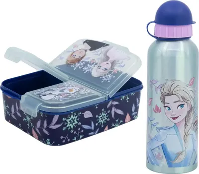 Produktbild von Disney Die Eiskönigin Anna Elsa 2 tlg Kinder Lunch Set Brotdose Alu-Trinkflasche 530ml