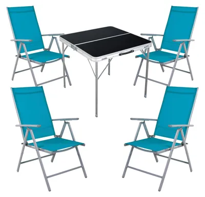 Produktbild von 5-teiliges Campingmöbel Set Aluminium Textilen petrol