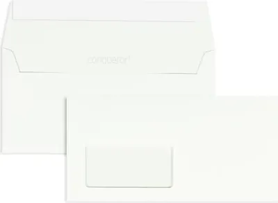 Produktbild von Briefumschläge Conqueror Smooth CX22 DINlang 120g/qm HK Fenster VE=500 St. weiß