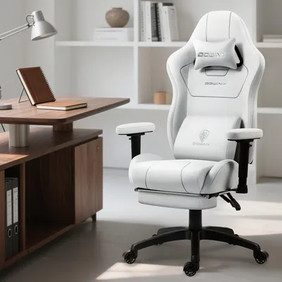 Produktbild von Gaming-Stuhl – Bürostuhl – Gaming-Sessel – Ergonomisches Design – Verstellbare Rückenlehne, weiß