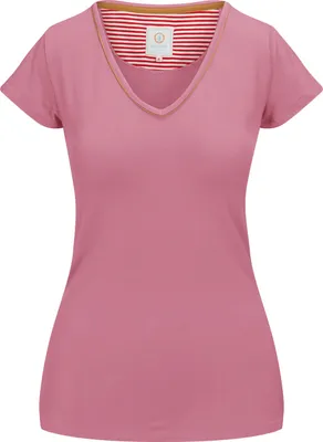 Pip Studio Damen Toy Kurzarm Shirt Solid pink Vorderseite