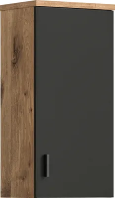 Produktbild von Wandhängeschrank "Grado" in nox oak mit einer Tür und einem Einlegeboden. Abmessungen (BxHxT) 37x75x25 cm
