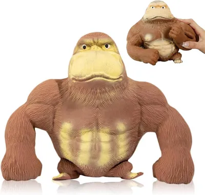 Productafbeelding van Gorilla anti-stress speelgoed - Schattig squishy zacht knijpspeelgoed - Bruine gorilla anti-stress speelgoed