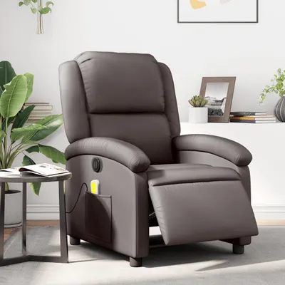 Produktbild von Massagesessel Fernsehsesel Elektrisch Dunkelbraun Echtleder 3204259