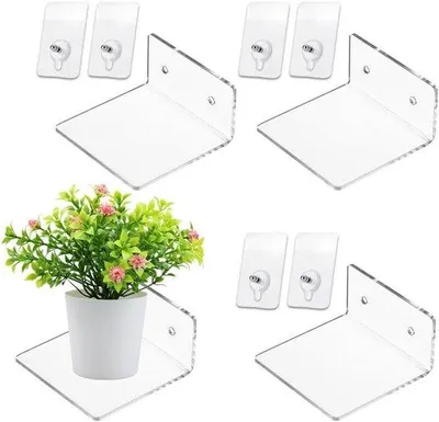 Produktbild von Transparante Acryl Wandplanken Set - 2 Stücke | Selbstklebend und Bohrlochfrei | Für Badezimmer und Wohnzimmer