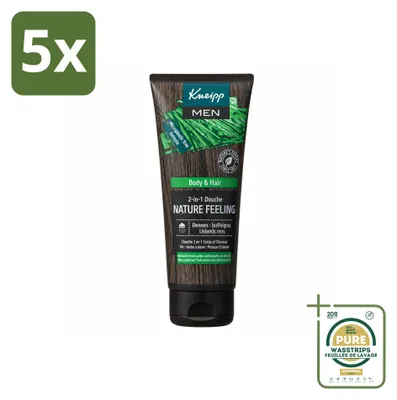 Image de 5 x Gel douche 2-en-1 Kneipp Homme, Nature Feeling - 200 ml - Pack économique - 5 pièces