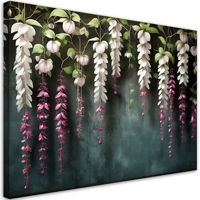 Produktbild von Leinwandbild Hängende Glyzinienblüten 90x60 Feeby Grün bild für die wand bereit zum aufhängen