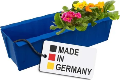 Image de BURI Bac à fleurs pour palettes Euro | 37,3cm bleu | Bac à plantes pour palette Euro | Bac à balcon | Pot de fleurs | en plastique solide | Germany