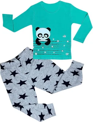 Produktbild von Mädchen Pyjama Set Panda Stern 92-98 (3-4 Jahre) Aqua