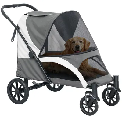 Image de Poussette pour chiens de grande taille - Chariot pour chiens - Trolley pour chiens - Transport pour animaux de compagnie - Poussette pour promenade avec chien