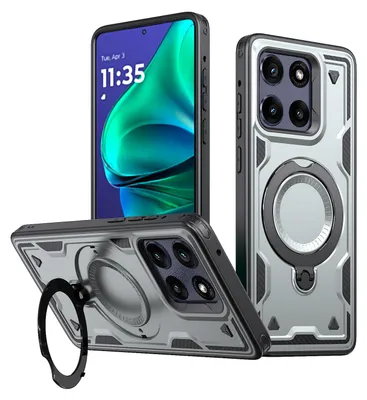 Produktbild von Dual Layer Hülle für Motorola Edge 60 Stylus/Moto G Stylus 5G (2025) mit Ring Ständer Magnetisch Stoßfest Handyhülle Grau
