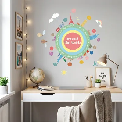 Immagine prodotto di Adesivi murali con mappe del mondo per bambini