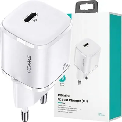 Obrázok produktu pre Usams USAMS Phone Charger 1x USB-C T36 20W PD3.0 Fas