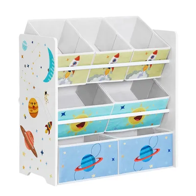 Zdjęcie produktu dla Regał Dziecięcy 7 Półek na Zabawki - Wielokolorowy Nowoczesny 60cm x 62,5cm