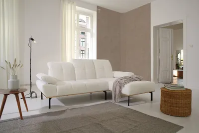 Produktbild von DOMO Collection Ecksofa 100010, L-Form mit Kopfstützenverstellung und verstellbaren Armlehnen, Polstergarnitur, 242 x 170 x 87 cm (BxTxH), weiß