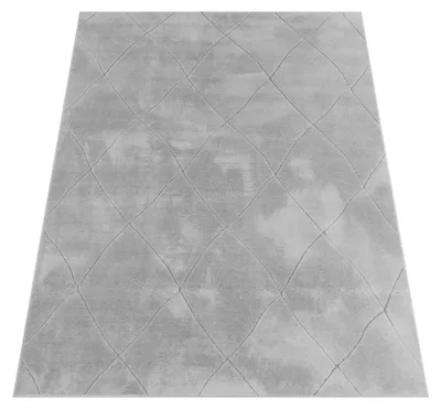 Produktbild von Teppich Wohnzimmer Schlafzimmer Kurzflor Boho Skandi Raute 3D Grau Anthrazit Grösse 120x160 cm