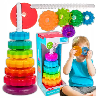 Produktbild von Verdrehte Pyramide, Regenbogenturm, sensorisches Spielzeug, pädagogischer Sortierer, 41 cm