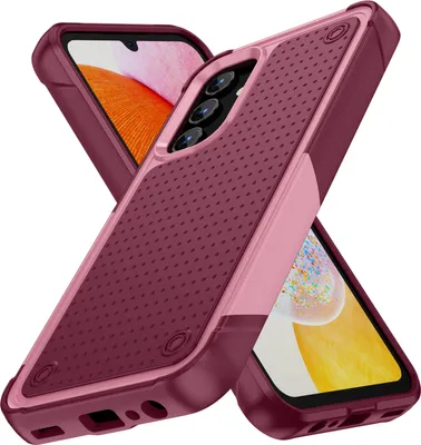 Produktbild von Hülle Für Samsung Galaxy A15 5G/4G Militärqualität Stoßfest Hybrid 2 in 1 Hart PC Weich TPU Handyhülle Pink Rot