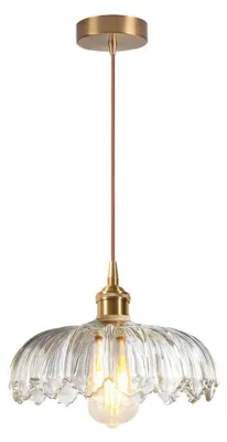 Image de Suspension rétro en verre avec motif floral, éclairage de plafond intérieur, douille E27
