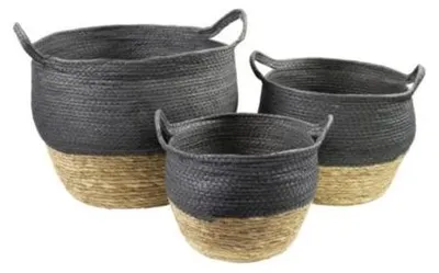 Productafbeelding van Mars & More manden, natuurlijk zwart (set van 3)