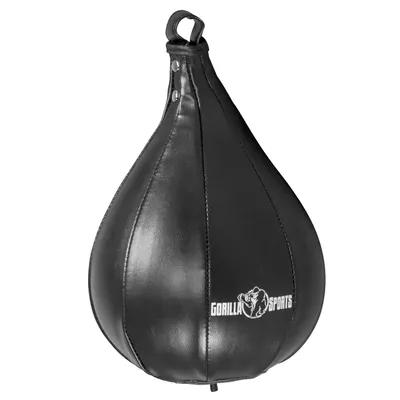 Produktbild von Punchingball aufblasbar, schwarz, 33 cm Länge, 19 cm Durchmesser, mit Lederöse