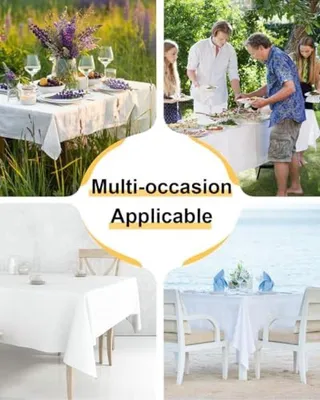 Produktbild von PromoHome® 6 Stück weiße Wegwerf-Tischdecken-Set – Wasserdicht, 137 x 274 cm, für Feiern und Partys