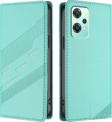 Produktbild von Hülle für OnePlus Nord 2 Lite / Nord CE 2 Lite 5G, Kunstleder Brieftaschen Handyhülle mit Kartenfach und Standfunktion Türkis