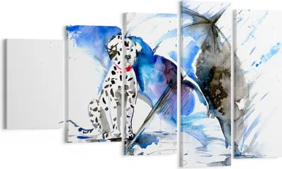 Produktbild von Bild auf Leinwand - Leinwandbild - Hund Regenschirm Regen Wetter - 100x60cm - Wand Bild - Wanddeko - Leinwanddruck - Bilder - Kunstdruck - Wanddekoration - Leinwand bilder - Wandkunst - EG100x60-3044