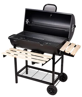 Immagine prodotto di Carrello portatile per barbecue con contenitori in legno e termometro